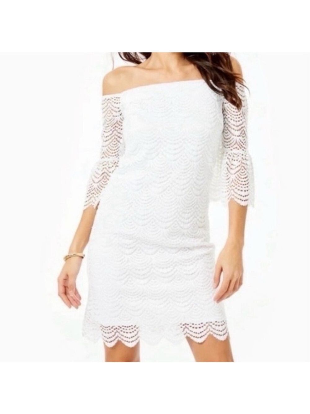 Lilly Pulitzer Lexa Mini
Dress White Scalloped Shell Lace
Size Medium